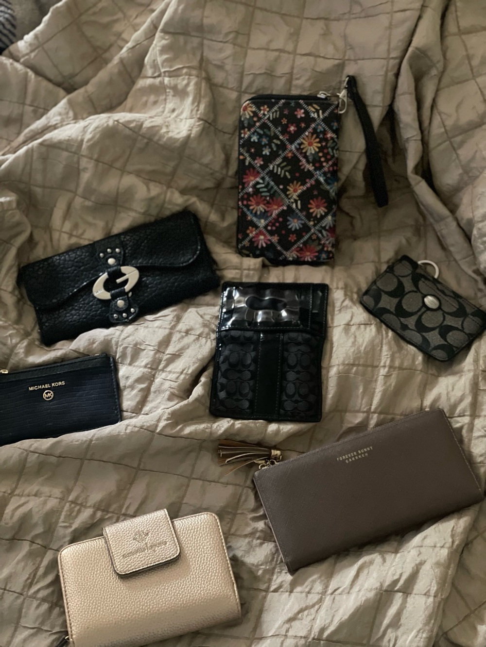 Coach Black Signature Canvas Card Case with Key Ring